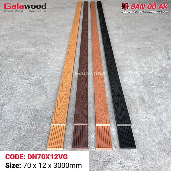 Thanh đa năng gỗ nhựa ngoài trời Galawood DN70X12VG Coffee